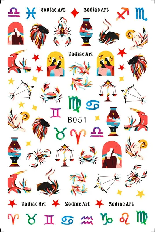 3D Sport Nail Art Sticker Cartoon Constellation Nail Decals Manicure Gymnastics Back Glue Sticker for Nails Decoration