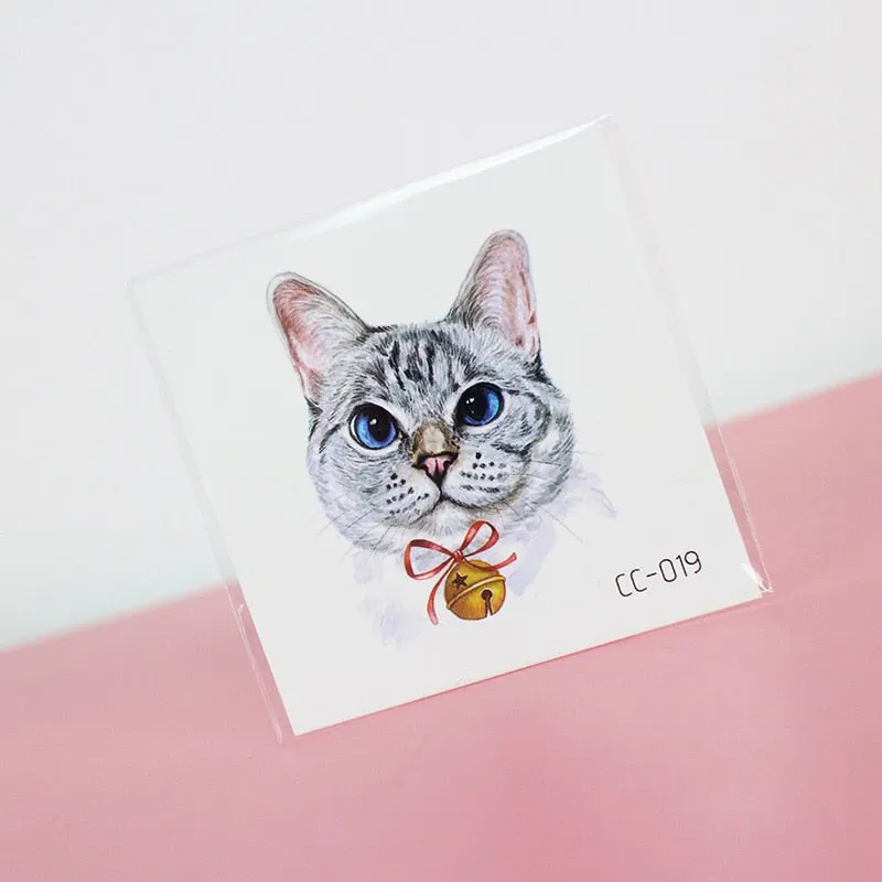 Cartoon Cat and Dog Face Stickers Tattoo Stickers Waterproof Girl/Child Cute Makeup Stickers Small Tattoo Pet Temporary Tattoos
