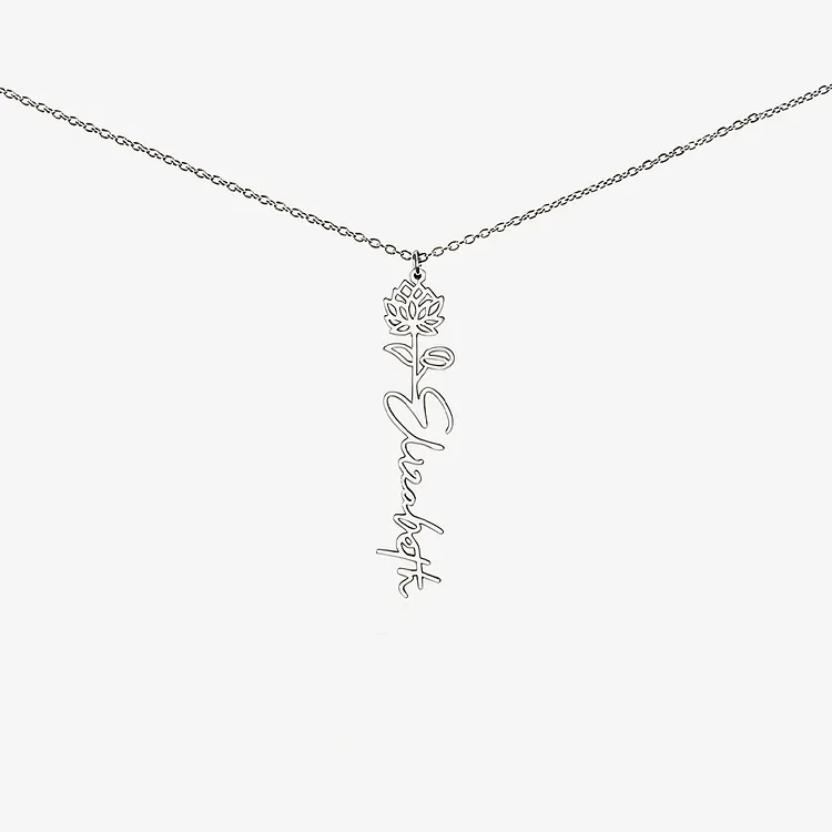 Graduation Gift - No Rain No Flowers Customized Name & Birthflower Necklace