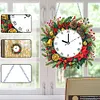 (US Local) DIY Christmas Wreath Diamond Clock Art Pendant Home Wall Decoration Craf
