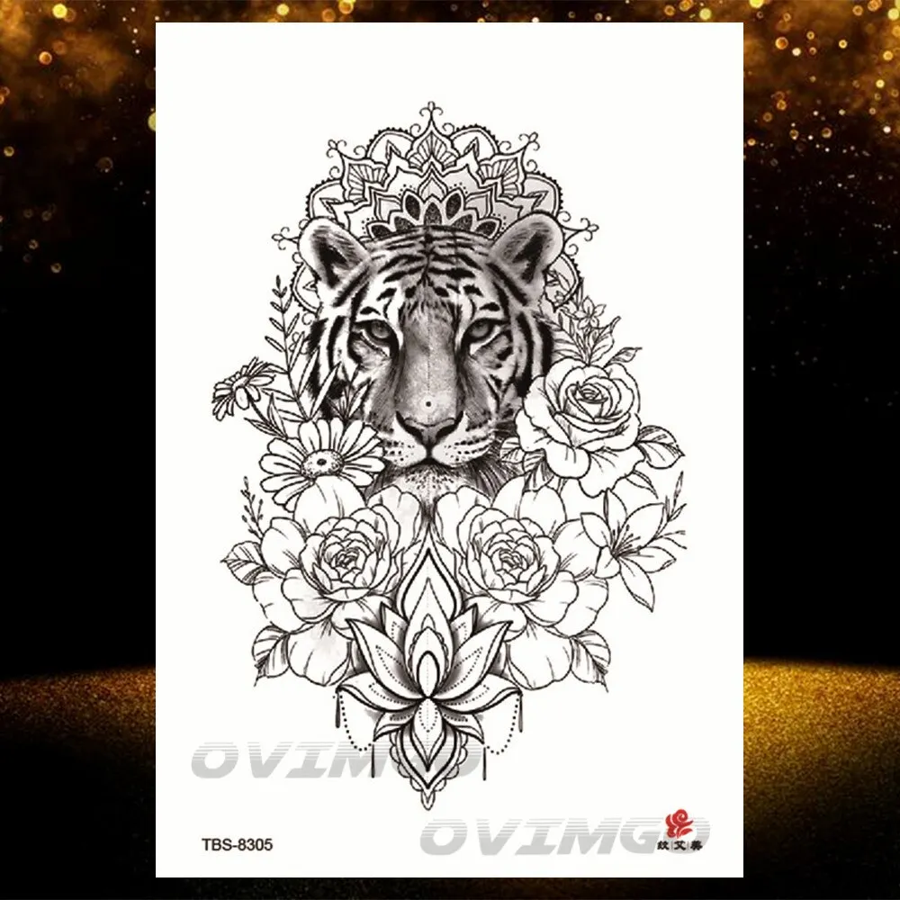 Sdrawing Lotus Flower Temporary Tattoos Fake Jewelry 3D Beauty Rose Tattoo Sexy Body Art Arm Painting Tatoo Sticker For Women