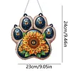 DIY Diamond Painting Double Sided Effect Stained Glass Panel Decorative Home Garden Decoration Hanging Kit(Flower Paw)