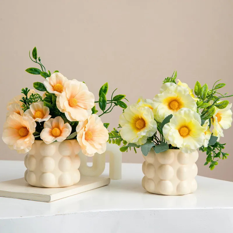 Athvotar Flower Simulation Peony Flower Decoration Living Room Dining Room Simulated Flower Green Plant Potted Plant Office Table Decoration