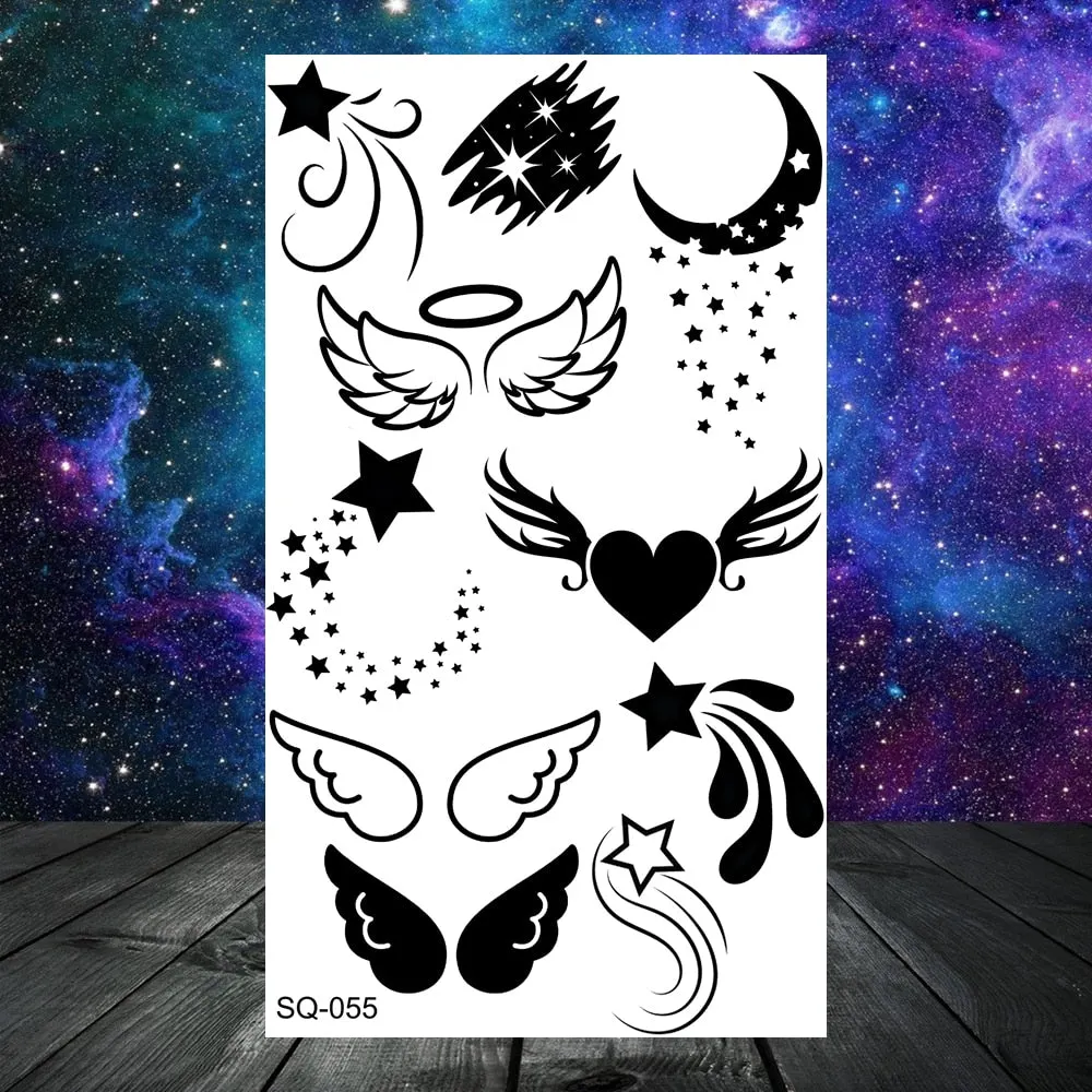3D Universe Planet Temporary Tattoos For Women Adult Kids Girl Lotus Moon Outer Space Fake Tattoo Neck Arm Hands Small Tatoos