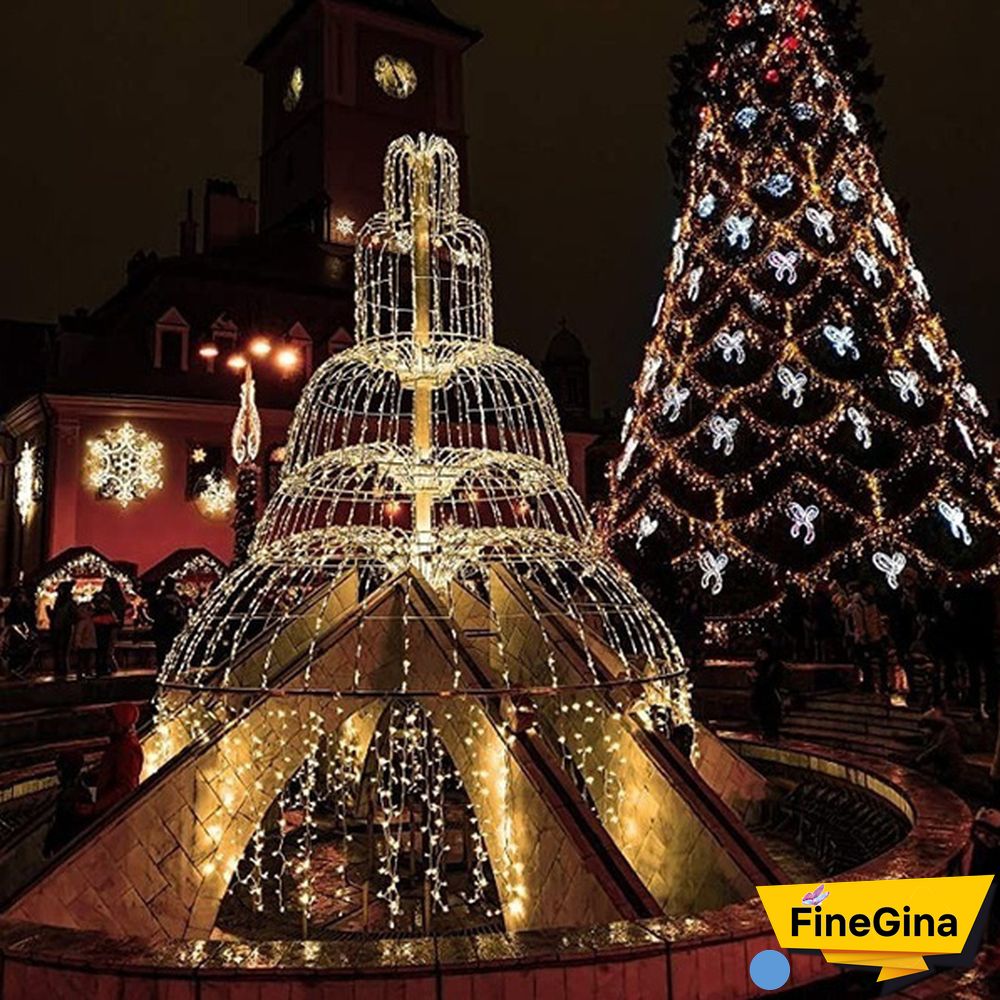 Christmas Garland 400LED Curtain Icicle String Lights Wedding Mariage Decoration Xmas Navidad Garland LED Light Strip Garden Street Mall Eaves Outdoor Decorative Fairy Light 2 Style