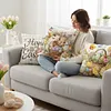 Easter Bunny Eggs Throw Pillow Covers 18x18 Inch He Is Risen Bunny Floral Eggs Farmhouse Easter Cushion Covers for Sofa Couch Bed Livingroom