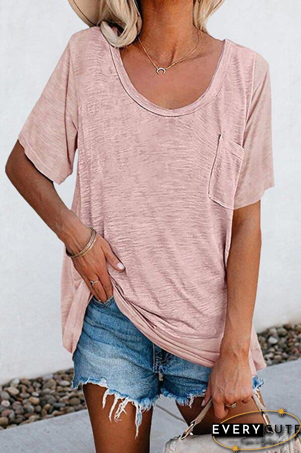 Solid Color Casual Short Sleeve T-Shirt
