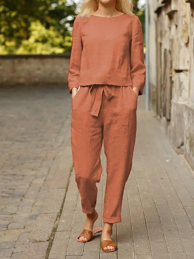 Women's Solid Color Fashion Leisure Suit Two-piece Set Suit