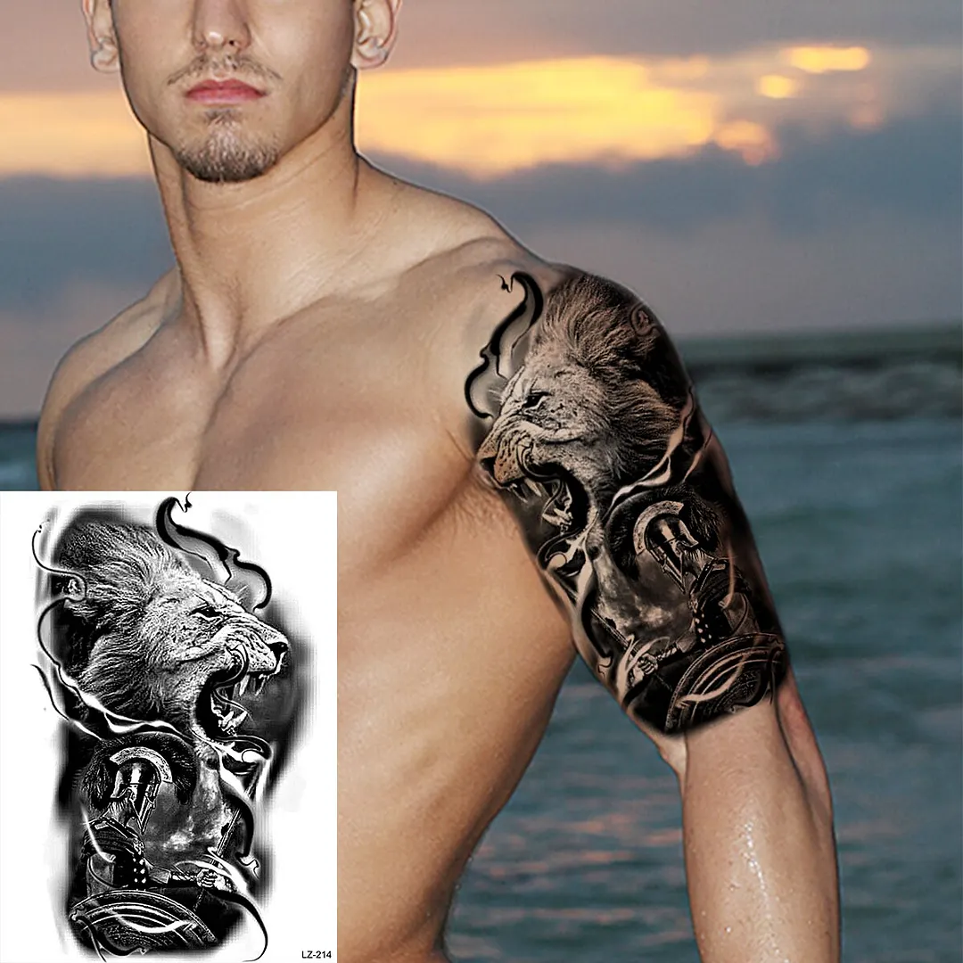 Sdrawing Large Anchor Back Octopus Pirate Skeleton Halloween Temporary Tattoos For Men Adult Compass Wings Fake Tattoo Stickers