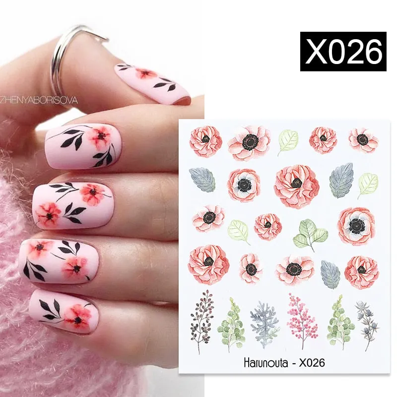 Geometric Lines Flowers Leaves 3D Nail Sticker Figure Woman Face Pattern Special Self Adhesive Nail Art Decals Manicures Sliders-Nail Inspo
