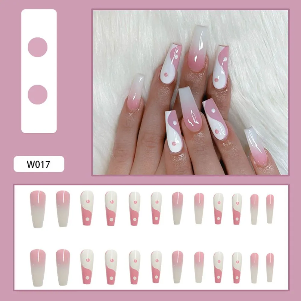 24pcs/Box Long Coffin False Nails with Dragon Pattern Design Ballerina Manicure Patches Press On Nails Full Cover Nail Tips-Nail Inspo