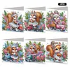 (US Local)6PCS DIY Xmas Diamond Art Greeting Cards Congratulations Cards & Gifts (Squirrel