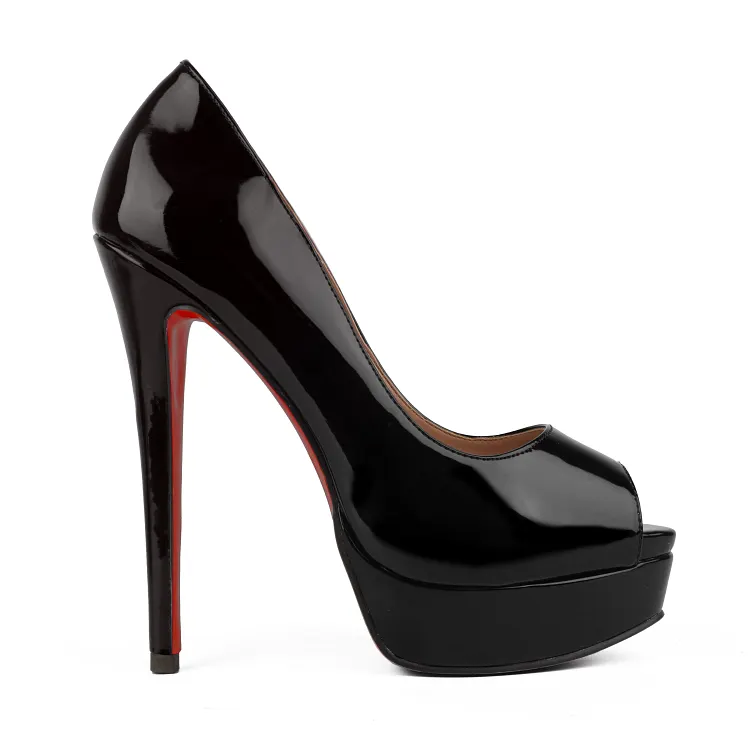 150mm Sky High Platform Red Bottom Peep Toe Pumps VOCOSI VOCOSI