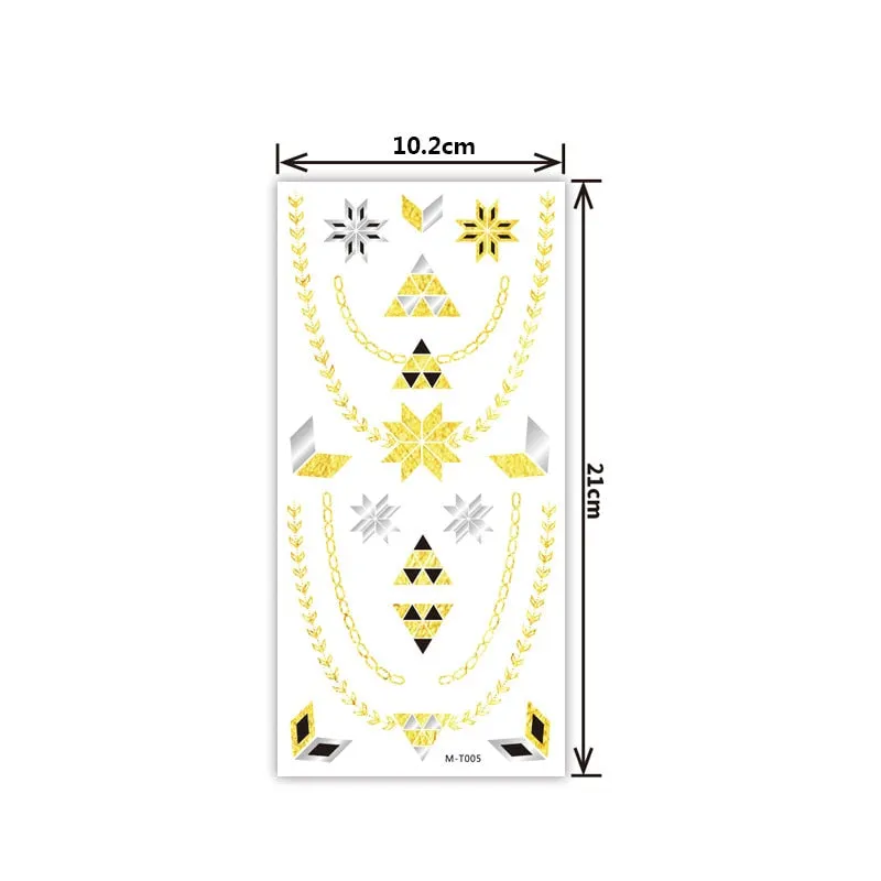 Creative personality exquisite fashion waterproof sweat gold and silver tattoo stickers bronzing and silver tattoo stickers