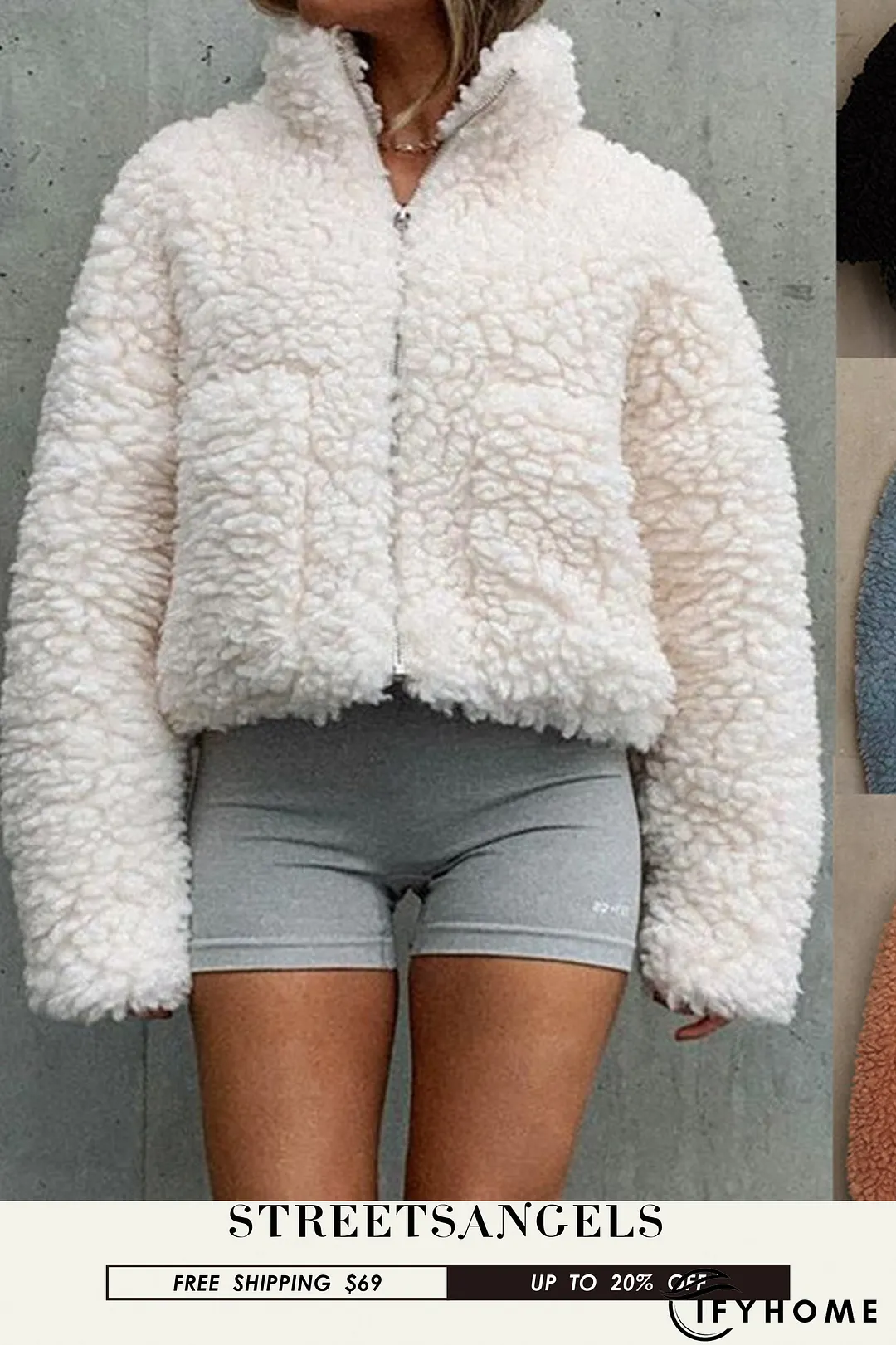 Women's Zip Turtleneck Cashmere Fashion Long Sleeve Lamb Wool Coats | IFYHOME