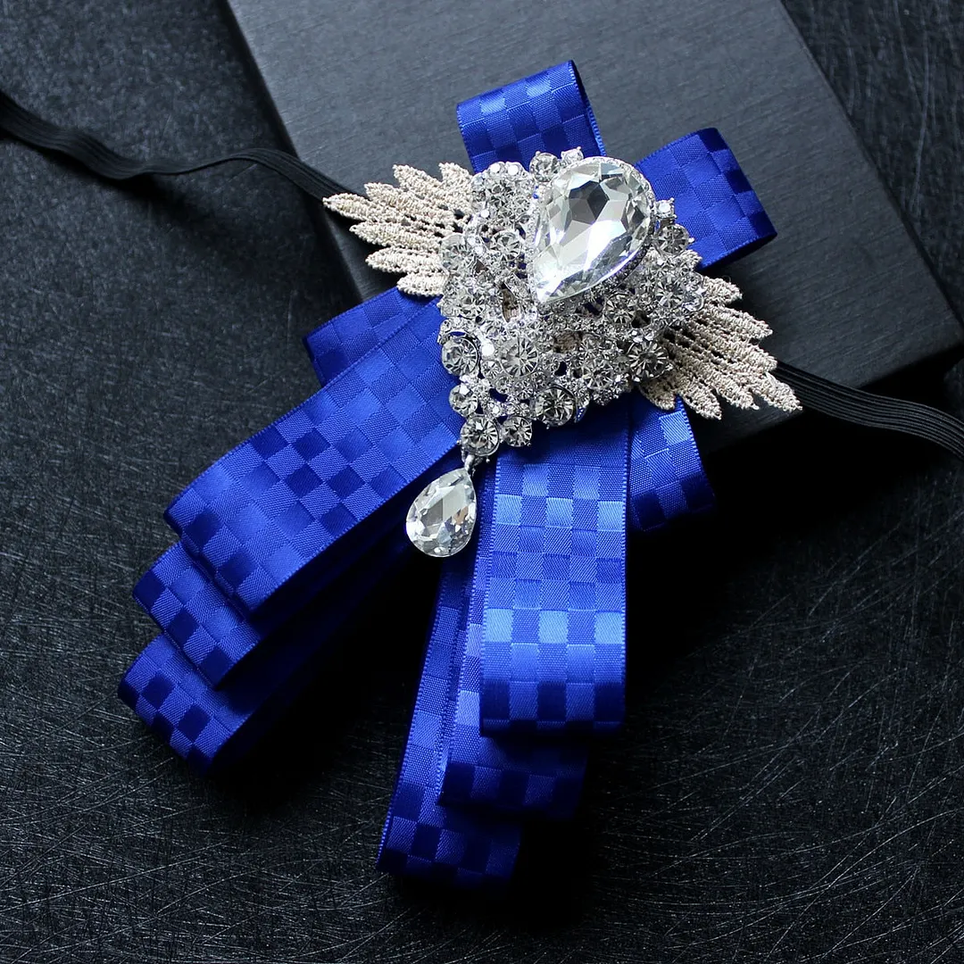 High-grade Handmade Diamond British Style Bow Ties Groom Groomsman Dress Suit Rhinestone Bowtie for Men Wedding Accessories