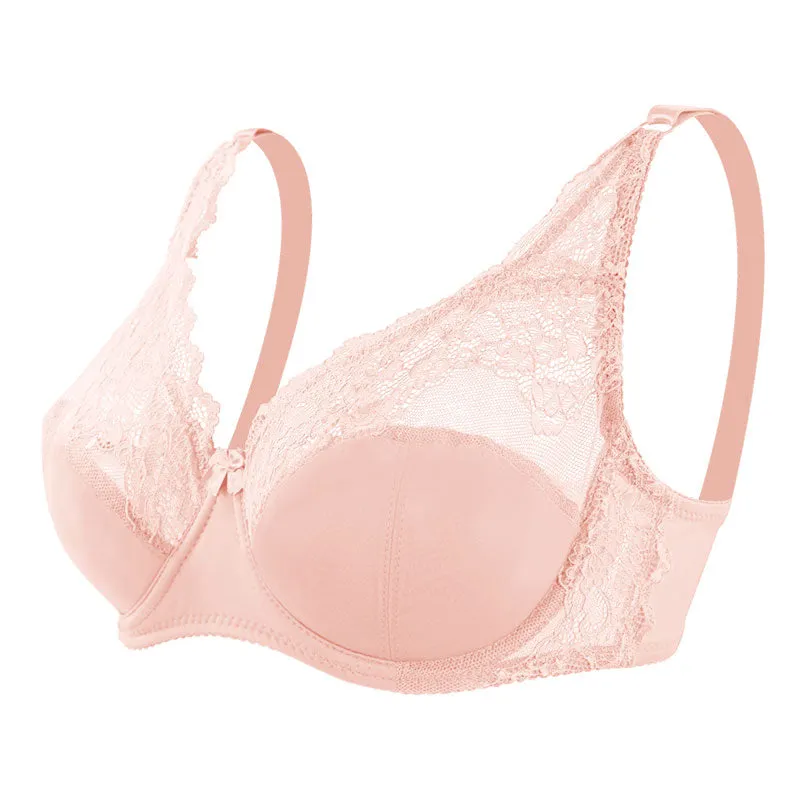 Sexy Bra Women Large Lace Bralette Plus Size Lingerie Female Thin Lace Brassiere Underwear Underwire Padded Bras C D Cup