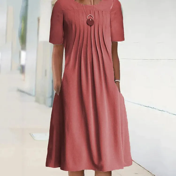 Short Sleeve Mid-Length Dress Womens Clothing