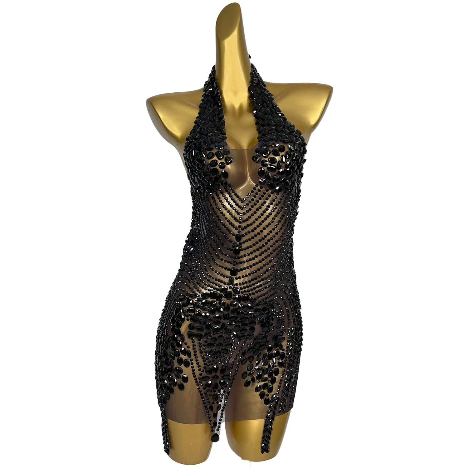 GOOSHOE Short Prom Dresses Sheer See Through Beaded Red Diamond Black Girl Formal Gowns Meihong