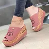 GUCCI 2024 letnie nowe modne sandały na koturnie z grubym dnem w jednolitym kolorze