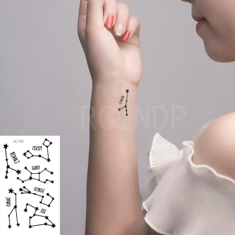 Waterproof Temporary Tattoo Sticker Small Cross Rose Flower on Finger Neck Hand Flash Tatoo Fake Tatto for Girl Women Men