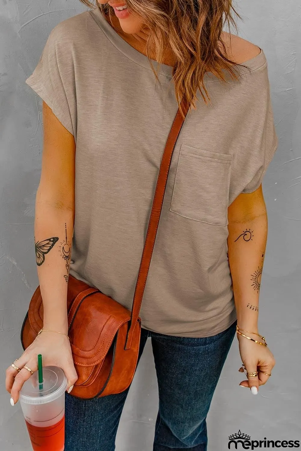 Capped Sleeve Round Neck T-Shirt