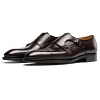 Handmade Mens Brown Leather Monk  Wedding Dress Shoes