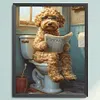 (Stamped/Counted) Dog Sitting Toilet-11CT Cross Stitch 40*50cm
