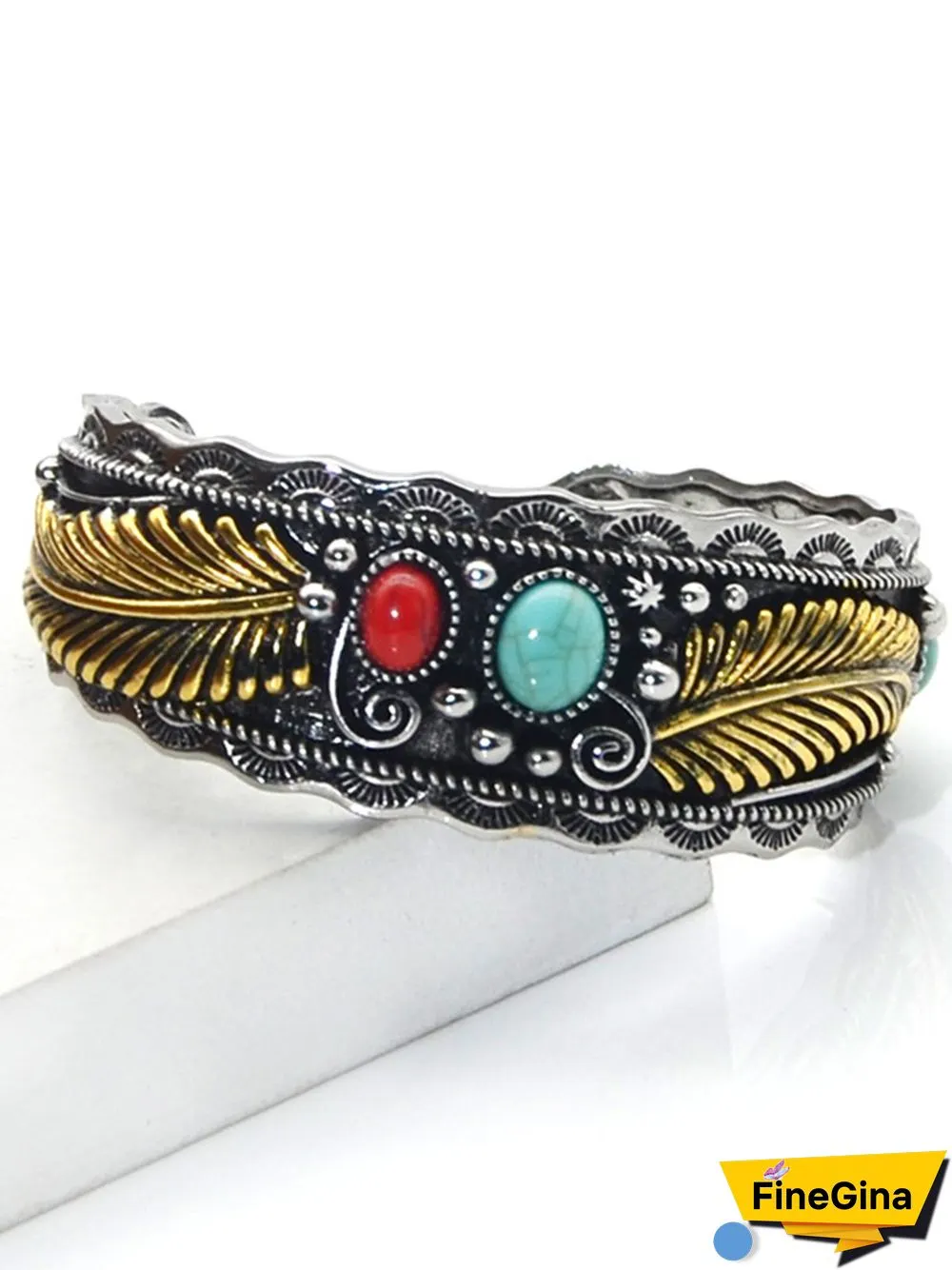 Ethnic Vintage Navajo Style Oval Turquoise Bracelet