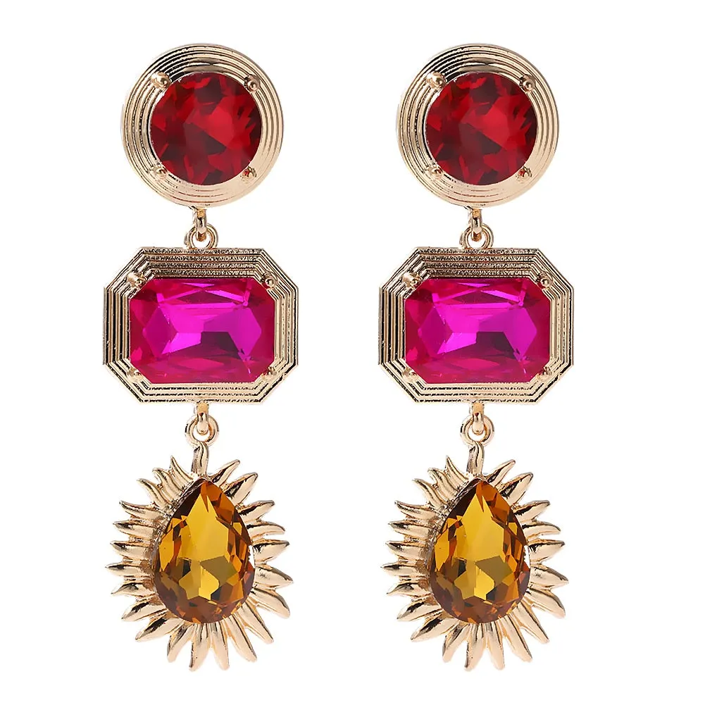 Dvacaman Newest Multicolor Crystal Drop Earrings Fine Jewelry Accessories For Women Fashion Rhinestone Tassel Earrings Wholesale
