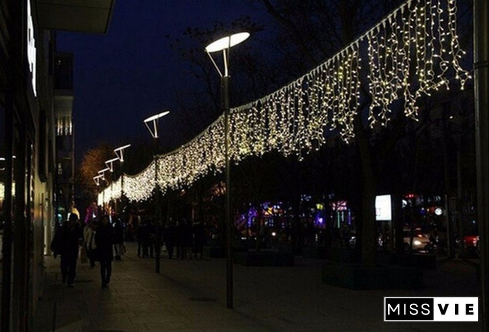 New Droop Curtain Icicle String Light 100LED 10M Christmas/Wedding/Party Decoration Lights Garland AC 110V 220V Outdoor Waterproof Led Lamp 4 Colors