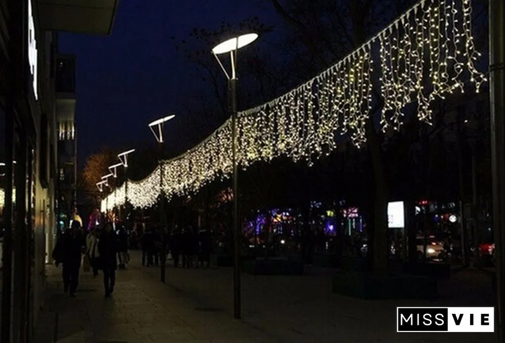 New Droop Curtain Icicle String Light 100LED 10M Christmas/Wedding/Party Decoration Lights Garland AC 110V 220V Outdoor Waterproof Led Lamp 4 Colors
