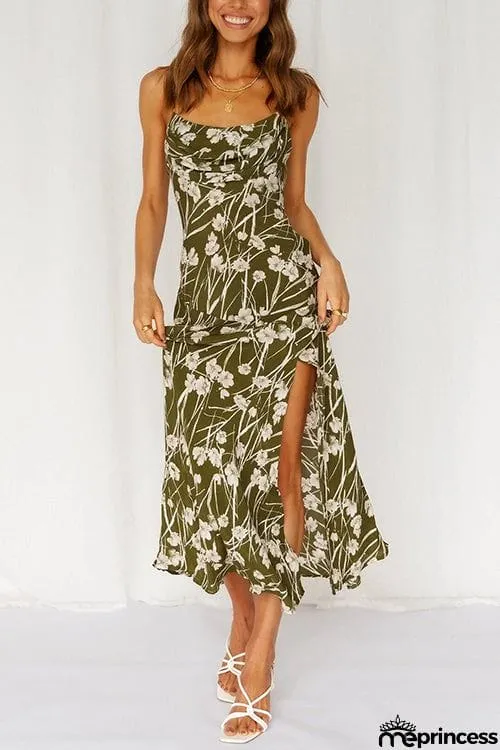 Pleated Bust SlitSlip Dress