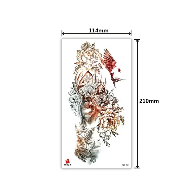 Tattoo Applique Arm Men and Women Small Full Arm Waterproof Tattoo Sticker Symbol Totem Animal Skull Text Tattoo Sticker