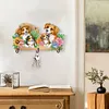 Wooden Special Shaped Warm Dog Family Diamond Art Craft Wall Hooks Home Decor
