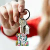 (US Local)PET Double Sided Special Shaped Easter Alphabet DIY Diamond Painting Keychain