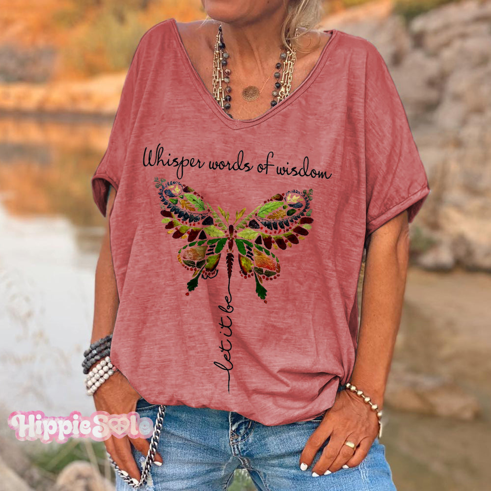 Whisper Words Of Wisdom Butterfly Printed Graphic Tees Indian Red / S Hot-Sale