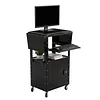[US Local Warehouse] Rolling AV Carts Cabinet & Stands with Locking Cabinet Keyboard Tray Printer Craft Utility Cart with Wheels Height Adjustable 36-44 in 110lbs for Classroom Office