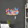 (US Local)Wooden Special Shaped Rainbow Butterflies Flowers Diamond Art Craft Wall Hooks