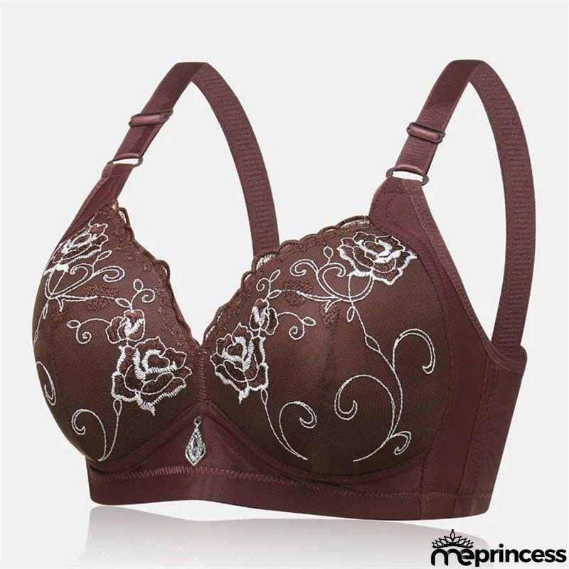 Women's Wireless Floral Embroidered Comfy Bras - Nude