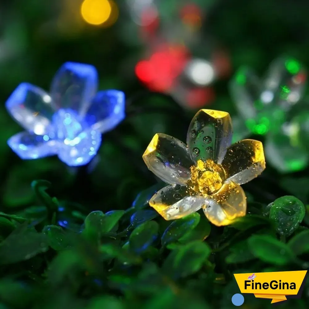 Outdoor Solar Fairy Lights Cherry Blossoms Solar Christmas Lighting For The Courtyard Outdoor Decorative Lighting Colourful Lamp