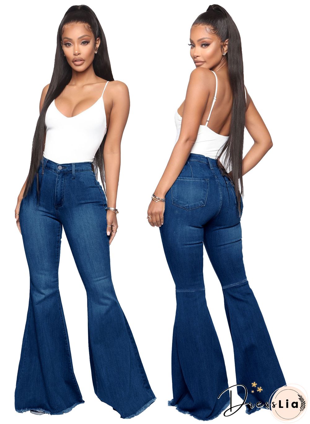 High Waist Stretch Plus Size Flare Jeans Pants
