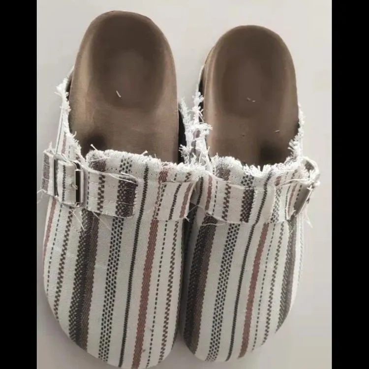 Breakj Breakj Bag Head Slippers Women's Shoes Denim Cloth New Large-Size Women Half-To-Pinned Slippers Women