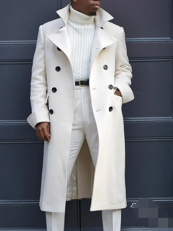 Brownm Brownm New Fashion Solid Color Collar Long-Sleeved Gentleman Coat Autumn And Winter Loose Coat In The Long Wind Coat