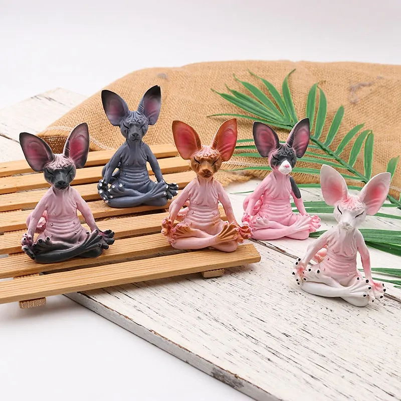 Sphynx Cat Meditate Collectible Figurines Miniature Handmade Decor Animals Figure Toys Animal Model Toy Home Garden Decor