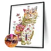 Diamond Painting -DIY Round Drill Kitten Flowers