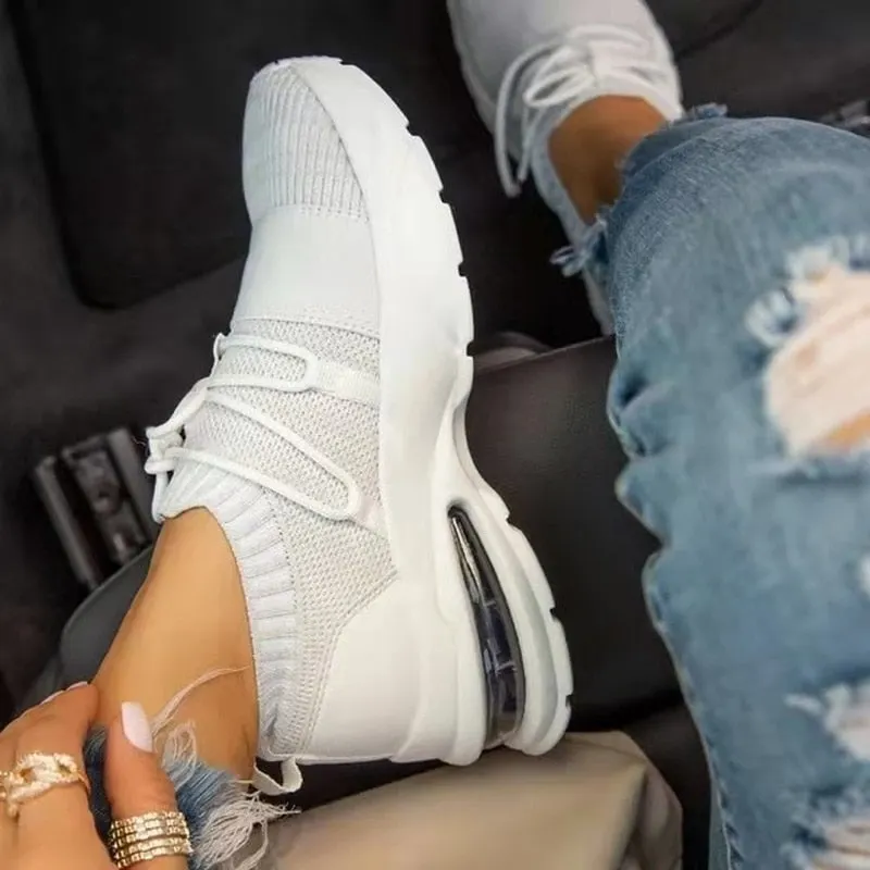 Sneakers for Women Summer Woman Breathable Sock Casual Shoes Lace Up Tennis Mesh Shoes Female Sport Shoes Ladies Flat Big Size