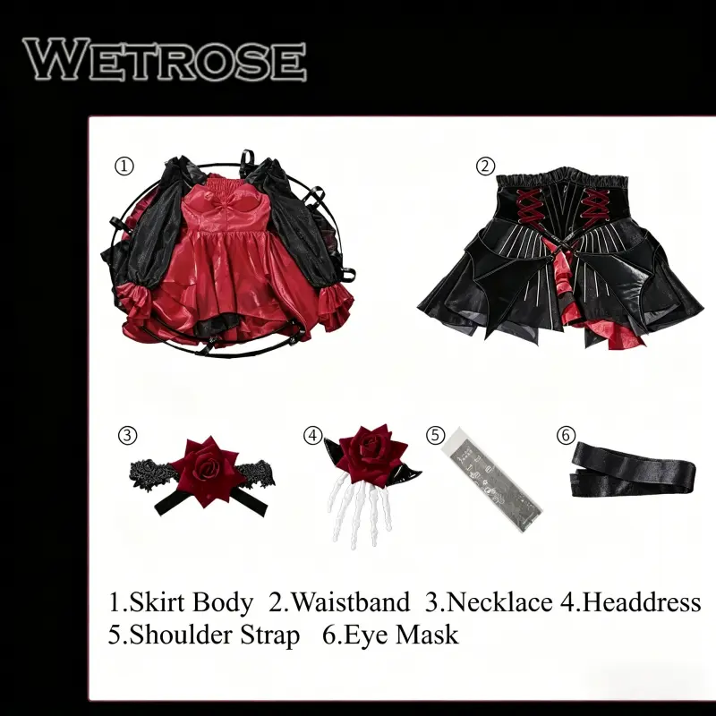 [Wetrose] Pre-Order Wuthering Waves Collab Phrolova Red Dress Game Outfit Cosplay Costume 