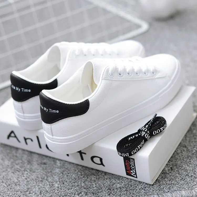 Churchf Churchf White Shoes 2023 Spring And Autumn New Korean Version Of Women's Board Shoes Students Flat Casual Single Shoes Round Head Tie Women's Shoes Tide