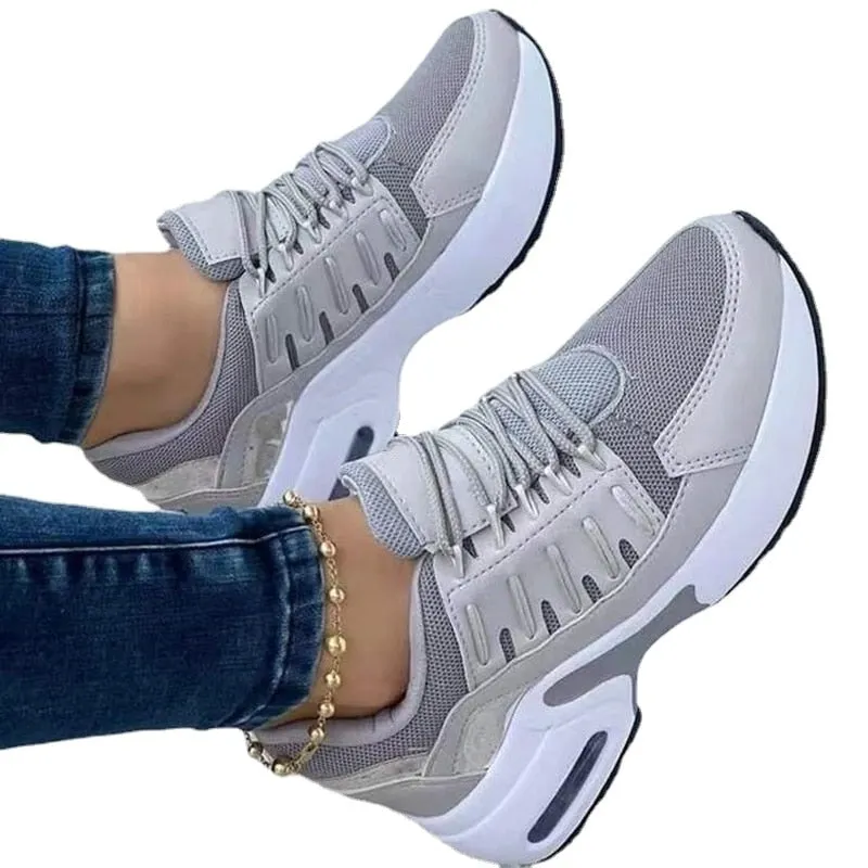Wedge Platform Sneakers 2022 New Fashion Plus Size Casual Sports Shoes Women Lace-up Mesh Breathable Women's Vulcanized Shoes